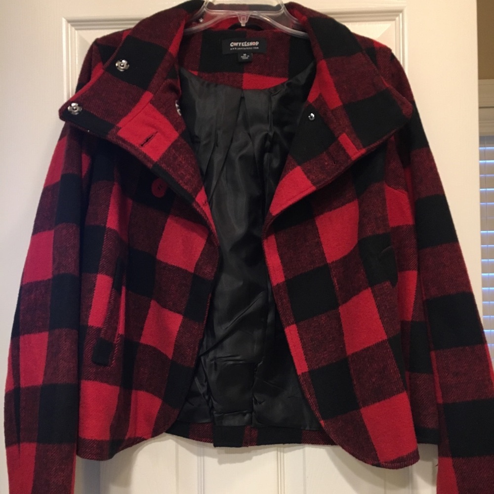 COFEESHOP brand red and black plaid jacket Size M